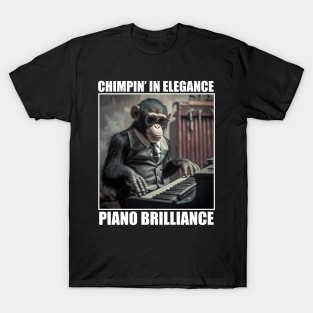 Chimpin' in Elegance, Piano Brilliance Funny Chimpanzee Musician T-Shirt